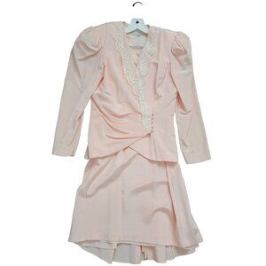 Scott McClintock Vintage Blazer Skirt Suit Set Womens 10 Soft Pink Grandmacore